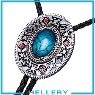 [HELLERY] Men Western Cowboy Flower Necklace Necktie Metal Turquoise Suit Shirt Bolo Tie