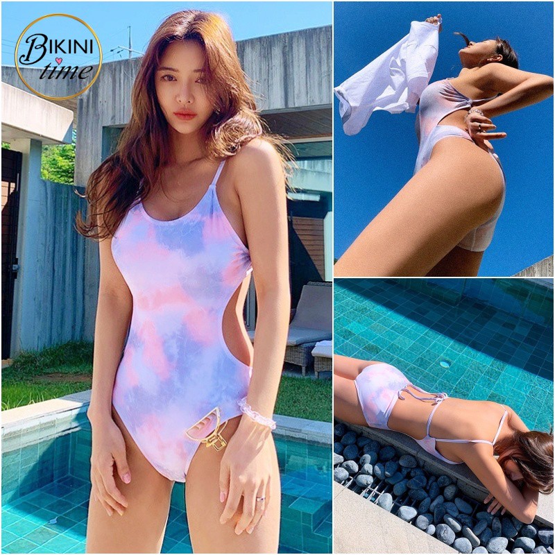 🏖BikiniTime (M-XL) SB169 วันพีซแคนดี้ เปิดเอว โชว์หลัง มีฟองน้ำเสริม บิกินี่ ชุดว่ายน้ำ ชุดเที่ยวทะเล