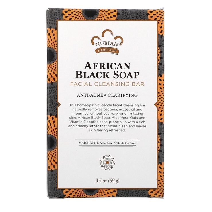 Nubian Heritage African Black Soap, Facial Cleansing Bar, 3.5 oz (99 g)