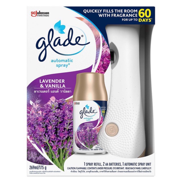สเปรย์ปรับอากาศ glade กลิ่น lavender & vanilla