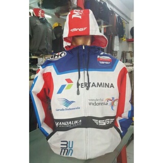 Pertamina Mandalika เสื้อกันหนาว เสื้อแจ็กเก็ต เสื้อฮู้ดดี้ มีซิป กันน้ํา สําหรับขี่รถจักรยานยนต์ MotoGP 2 BUMN Garuda Indonesia NHK Wonderful Indonesia