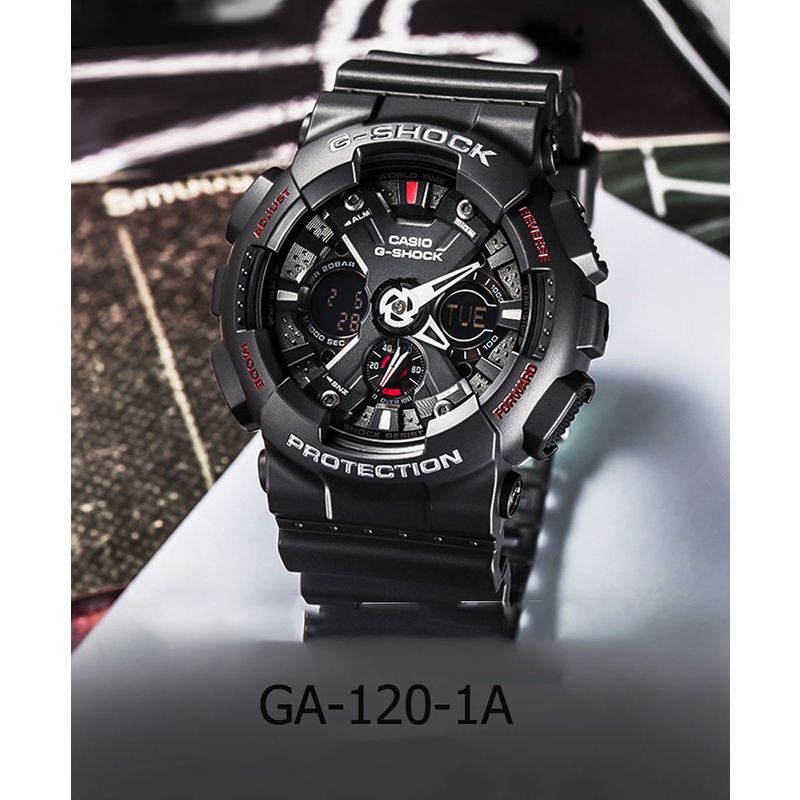 นาฬิกาดิจิตอล นาฬิกาคู่ （สิงค้าขายดี）นาฬิกาข้อเมือชายCasio สายเรซิ่น  รุ่น G-Shock GA-120-1A（ประกัน1ปี）