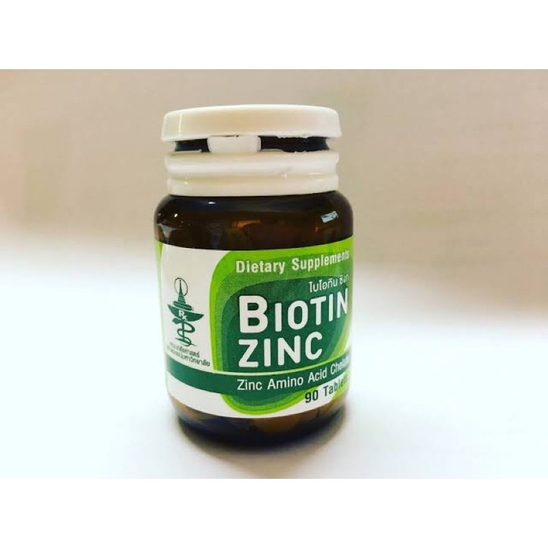 วิตามินบำรุง biotin zinc ผม เล็บ ป้องกันผมร่วง เป็นสิว ขนาด 90 เม็ด