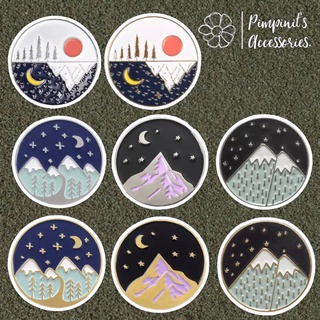 ʕ •ᴥ•ʔ ✿ พร้อมส่ง : เข็มกลัดเซ็ทภูเขา,ภูเขาน้ำแข็งและดวงจันทร์ | Mountain, Iceberg &amp; Moon Enamel Brooch Pin Set.