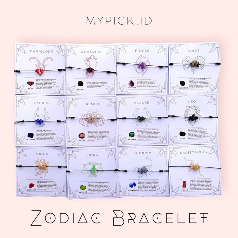 ZODIAC FRIENDSHIP ASTROLOGICAL STONE BRACELET KOREAN FRIENDSHIP COUPLE BRACELET NATURAL STONE ZODIAC