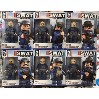 ชุดตัวต่อ บิ๊กฟิกเกอร์ หน่วย SWAT.  No 6303 แพ็ค 6 กล่อง lyt