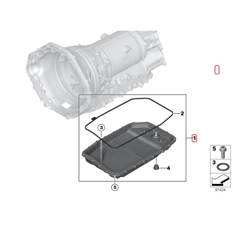 BMW กรองน้ำมันเกียร์ สำหรับ เกียร์ 6-speed MAHLE HX152 เกียร์ 6HP26 รุ่น E90 E60 E65 E66 F02 X3(E83) X5(E70) X6(E71) - รูปที่ 2