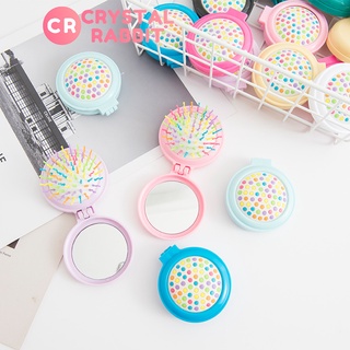 CRYSTAL RABBIT หวีมินิ หวีพกพา พร้อมกระจก หวีกระจกพับได้ 2in1 พกพาง่าย ดีไซน์น่ารัก