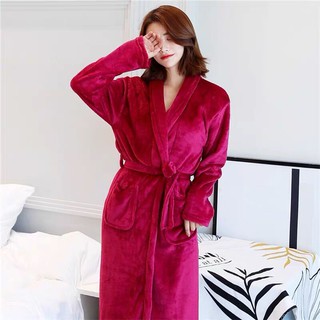 Bathrobe - เสื้อคลุมอาบน้ำหนาคู่ยาวผ้าขนหนูชุดนอน - เหมาะสำหรับทั้งชายและหญิง