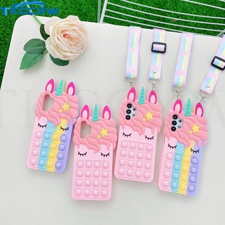 【READY STOCK】Unicorn Casing Samsung Galaxy Note 20 S21 Ultra Note 10 9 S9 S10 S20 S21 Plus Case with Lanyard Push Bubble Pop It Fidget Toy Soft Silicone Stress Reliver Cover