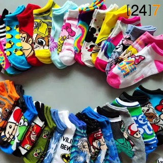 (24)7 สินค้าโล๊ะสต๊อก ค้างโกดัง หลุด QC ถุงเท้าเด็กทรง boat sock คละลายถูกที่สุด เลือกลายไม่ได้ ขายส่ง