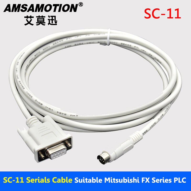 Amsamotion การเขียนโปรแกรมสาย SC-11 เหมาะสําหรับ Mitsubishi FX1N 0S 3U 3G Series PLC 9 พินชายหญิง RS232 Communica