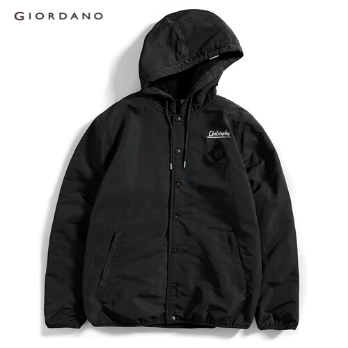 GIORDANO BSX MEN VON printed thick fleece-lined hooded jacket 04079613