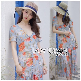 Blossom Blue Chiffon Ruffle Dress