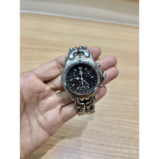 Tag Heuer ก้างปลา หน้าดำ King Size Chrono 6 เข็ม