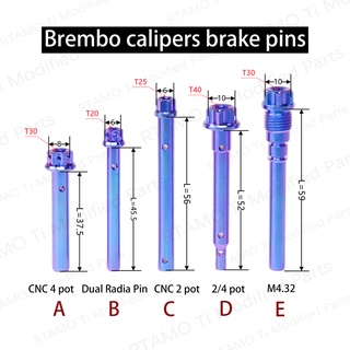 RTAMO ไทเทเนียม Gr5 ปั๊ม น๊อตสลักผ้าเบรค Brembo M4.32 ปั๊ม Brembo 2 Pot 4 Pot CNC 2 Pot CNC Racing 4 Pot