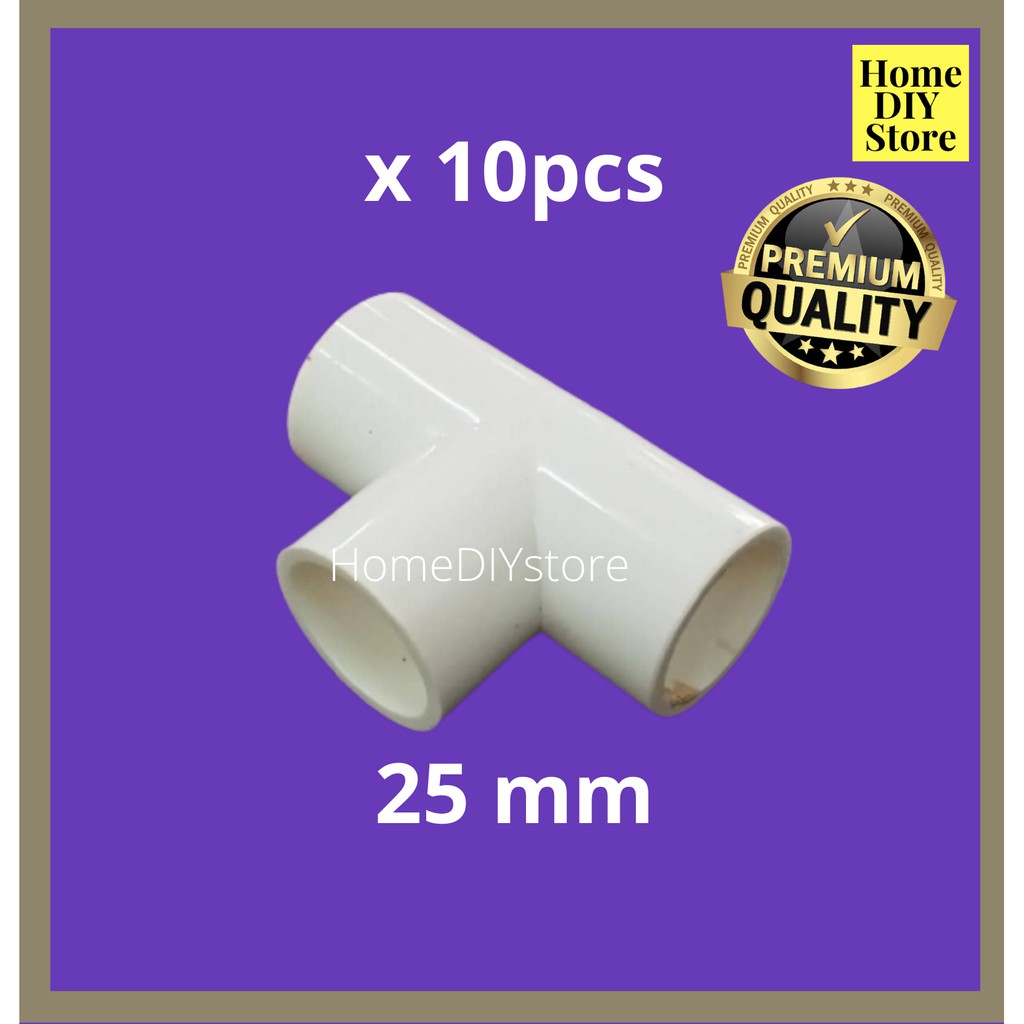 เสื้อยืด PVC 25 มม. สําหรับ DIY สีขาว PIPES (10 ชิ้น)