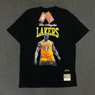 เสื้อยืด Mitchell &amp; NESS LA LA LAKERS SHAQ ONEAL BLACK พรีเมี่ยม ของแท้