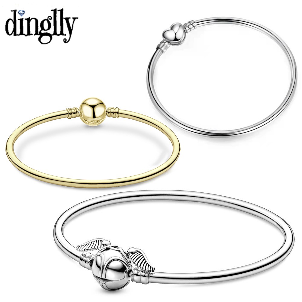 Dinglly คุณภาพสูง สีโรสโกลด์ หนาแน่น ฝังกระดุมข้อมือ รูปหัวใจ ผู้หญิง DIY เสน่ห์ แบรนด์ ลูกปัด กําไลข้อมือ ทํา
