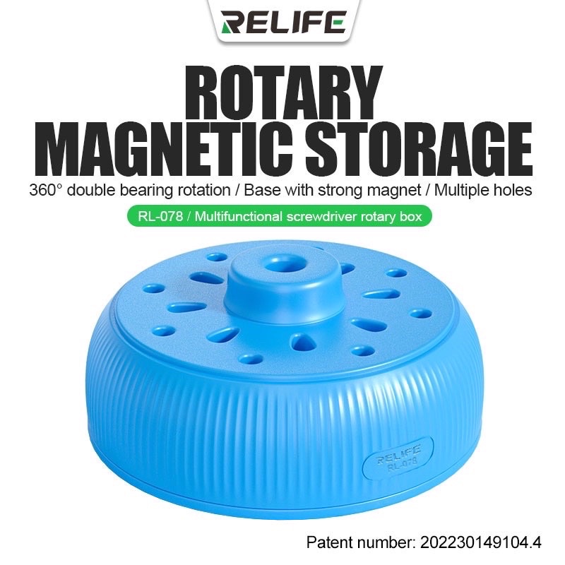 RELIFE RL-078 ที่ว่างไขควง กล่องเก็บไขควงแม่เหล็กพร้อมฐานหมุน