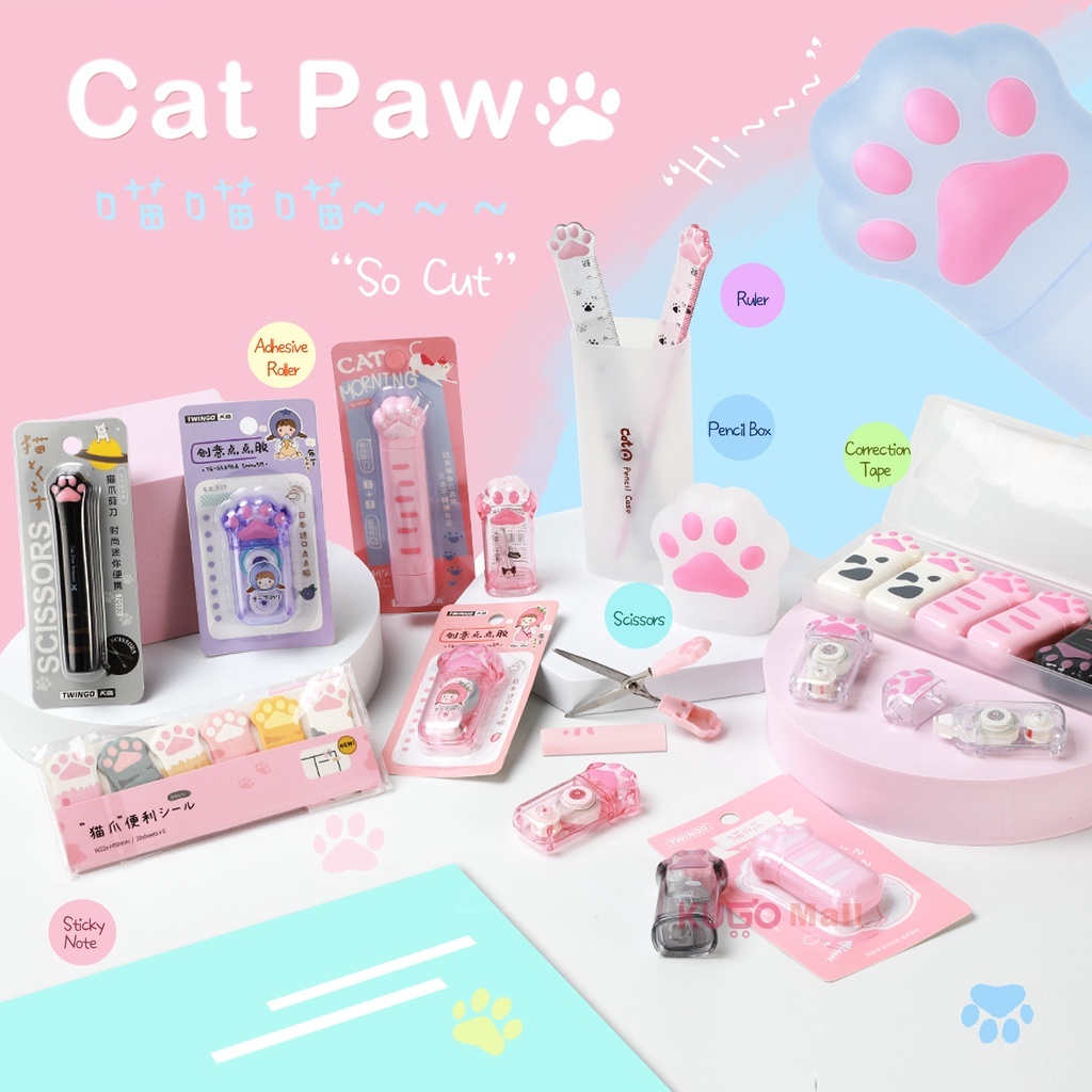 Cat Paws Series เทปลบคำผิด โน้ต กบเหลาดินสอ กล่องดินสอ Dot เทปกาว ไม้บรรทัด กรรไกร เครื่องเขียน