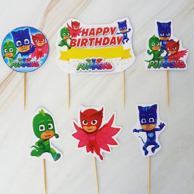 SK PJ Mask Birthday Cake Topper 1 ชุด