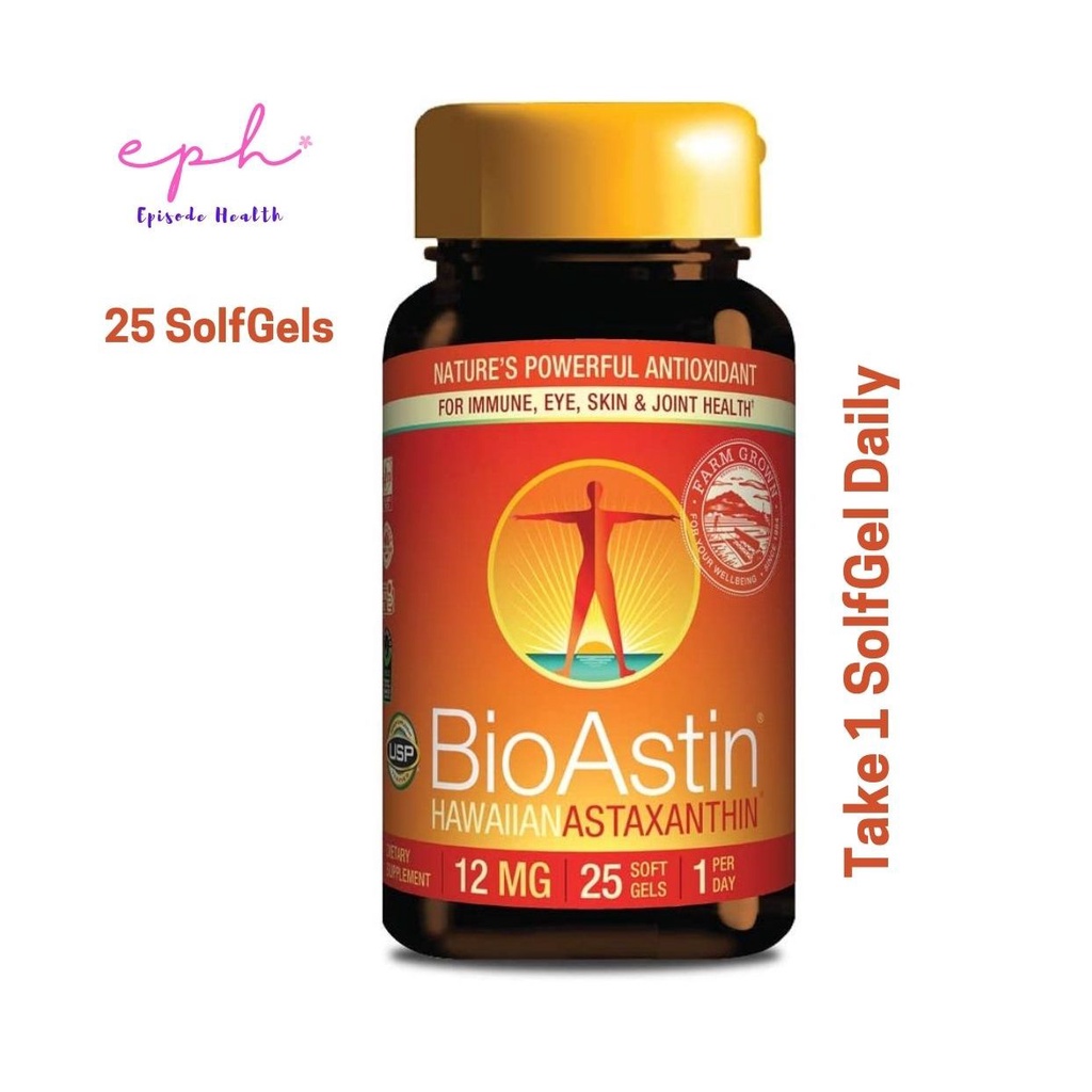 Nutrex Hawaii BioAstin Hawaiian Astaxanthin 12 mg 25 SolfGels  สาหร่ายแดงไบโอแอสติน 12 มิลลิกรัม (25 เม็ด)