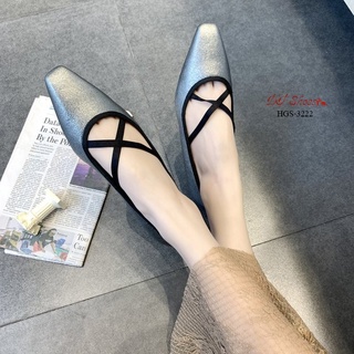 HGS-3222 รองเท้าคัชชูส้นเตี้ย ใส่ง่าย ดีไซน์สายรัดหน้าเท้า