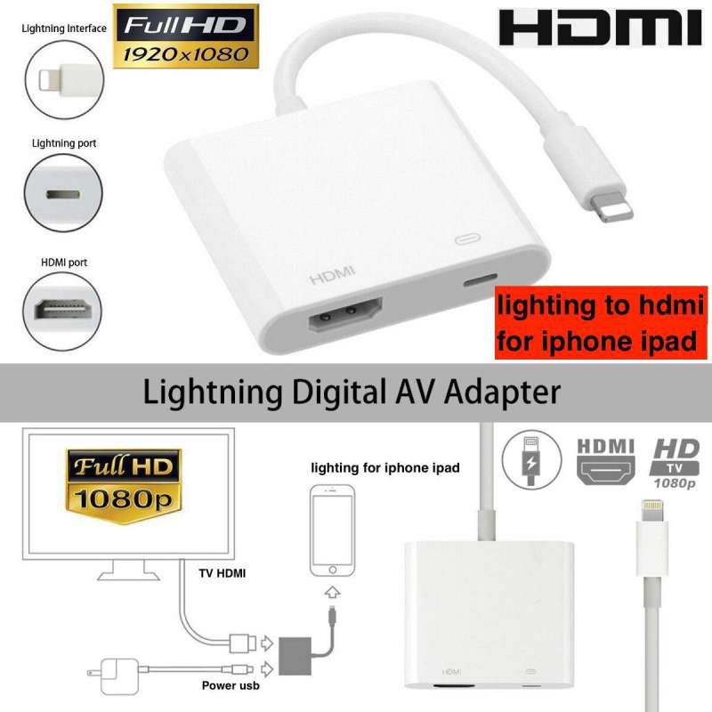 8 pin Lightning To HDMI/HDTV AV TV Cable Adapter 1080P For Apple iPhone 7 7S plus 6 6S Plus 5S iPad Mini iPad Air