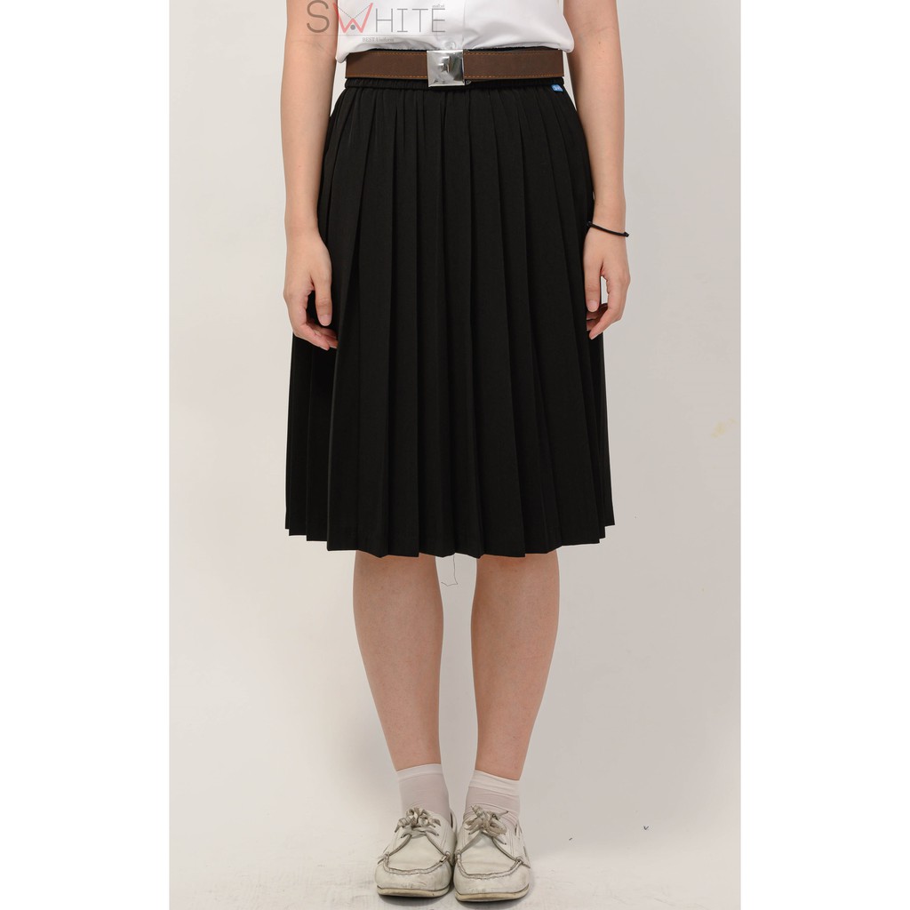 S-white [ กระโปรงพลีท จีบใหญ่ กระโปรงจีบรอบ จีบใหญ่ กระโปรงนักศึกษา ] กระโปรงพลีท จีบใหญ่ อัดจีบทรงส