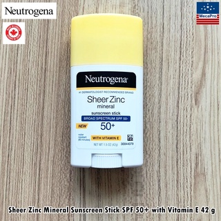 Neutrogena® Sheer Zinc Mineral Sunscreen Stick SPF 50+ with Vitamin E 42 g นูโทรจีนา ครีมกันแดด แบบแท่ง