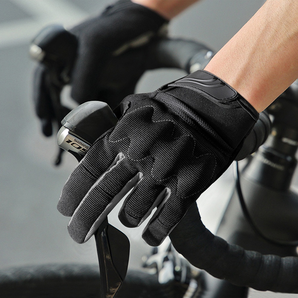 GIYO Long Finger Winter Gloves Autumn Road Riding MTB Bike Touch Screen Thickened Motorcycle Gloves Electric Cotton Polyester