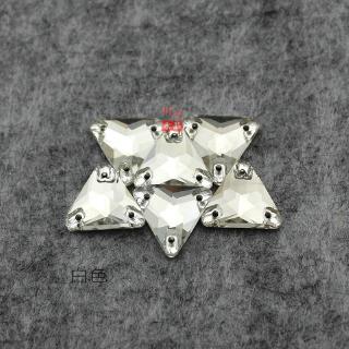 White Glass Double-Hole Hand-Sewn Rhinestone Buckle, Special-Shaped Flat Fastener, Flat-Bottom Rhinestones