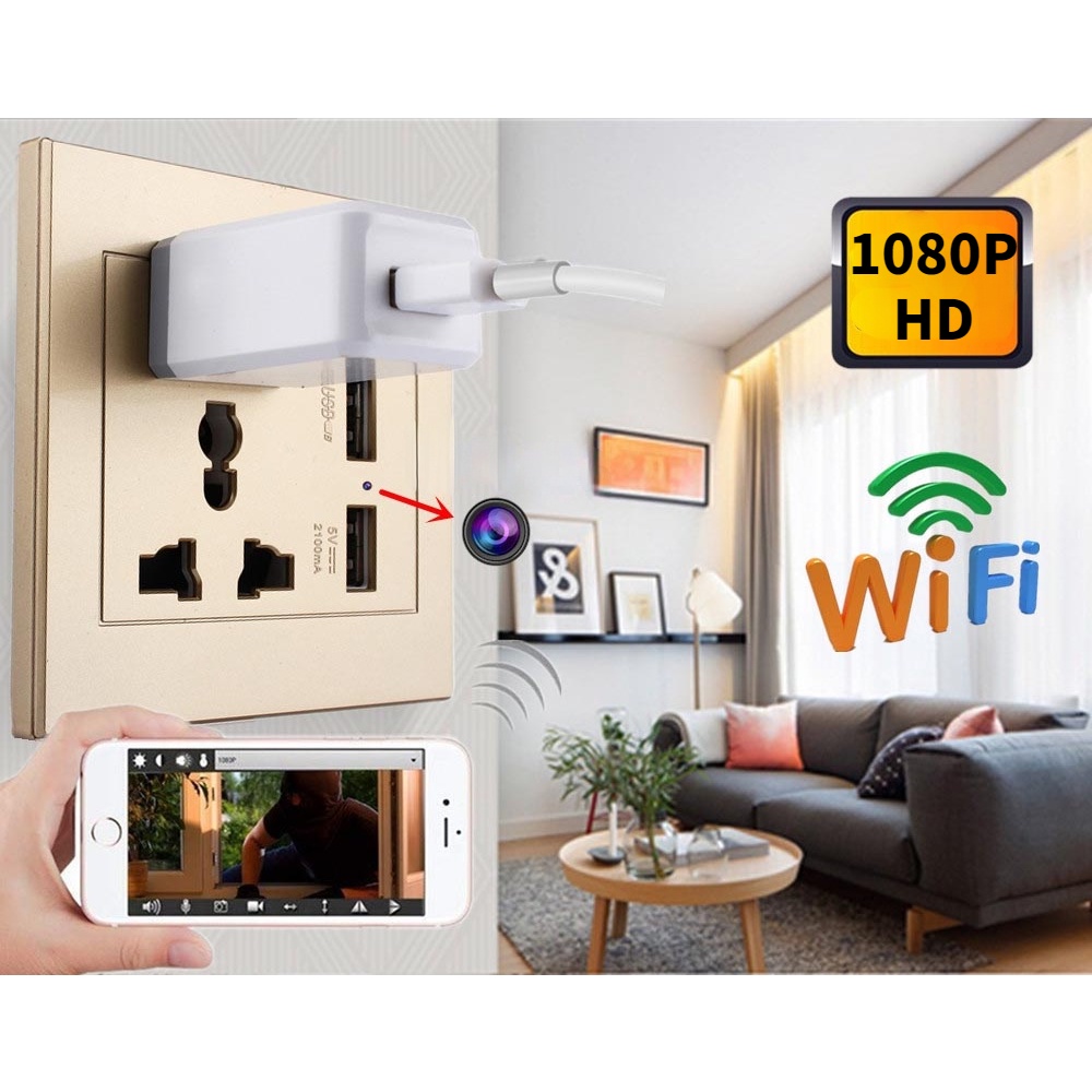 1080p HD Mini กล้อง IP WIFI กล้องวงจรปิดห้องนอน Office Home Security Mini USB เครื่องชาร์จขนาดเล็ก Wall Socket กล้อง