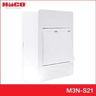 HACO สวิตช์ทางเดียว สวิตช์ 1 ทาง 2 ช่อง แบบลอย M+ รุ่น M3N-S21