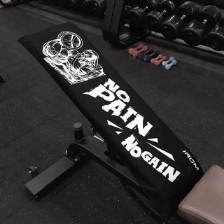 ผ้าเช็ดหน้า No Pain No Gain ขนาด 30cm x100cm  (สีดำ)