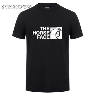 [COD]เสื้อยืดแขนสั้นลําลอง ผ้าฝ้าย พิมพ์ลาย Omnitee The Horse Face แฟชั่นฤดูร้อน สําหรับผู้ชายS-5XL