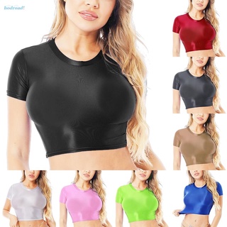 【HODRD】Crop Tops Sports Swimwear T-shirt Tight Woman Workout Clothing Clubwear【Fashion Woman Men】