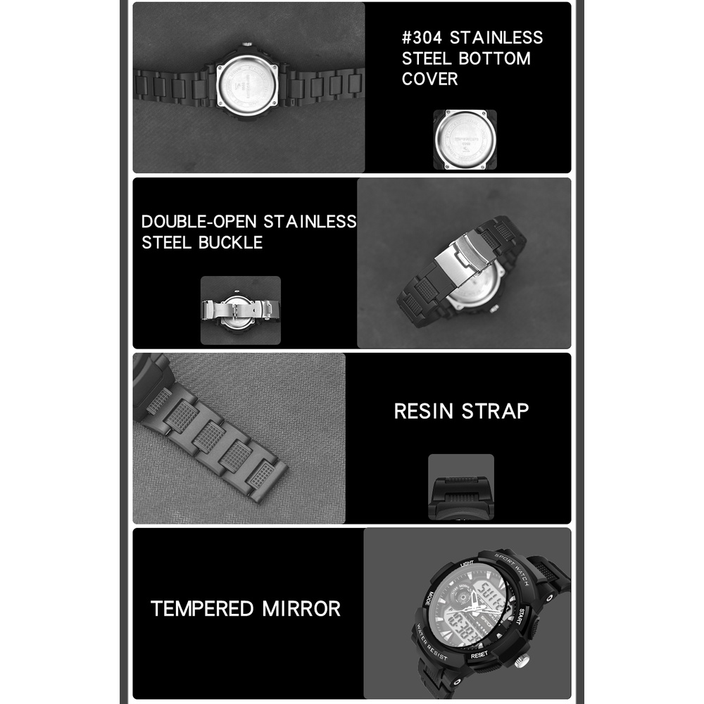 SANDA Men Fashion Sport Watch ทหาร นาฬิกากันน้ำแบบมัลติฟังก์ชั่น Dual แสดงผล Men Watch
