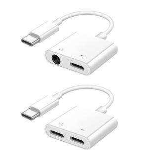 2 in 1 อะแดปเตอร์แจ็คหูฟัง USB c Type-c เป็น 3.5 มม. พร้อมสายชาร์จ OTG