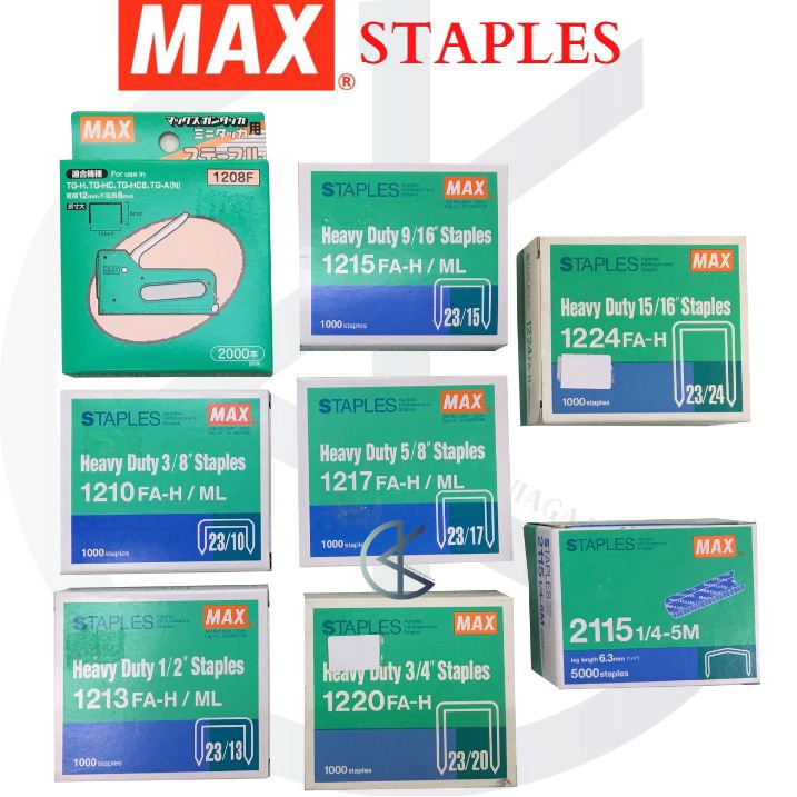 Max (1208F 1210FA-H/ML 1213FA-H/ML 1215FA-H/ML 1217FA-H/ML 1220FA-H 1224FA-H 2115 1/4-5M) ลวดเย็บกระ