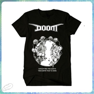 ขายดี เสื้อยืดลําลอง ผ้าฝ้าย 100% แขนสั้น พิมพ์ลาย Doom Exploiting the Earth Music lelaki สีดํา พลัสไซซ์ ของขวัญวันเกิ