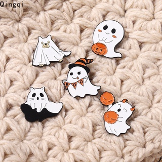 Cute Ghost Enamel Brooch Funny Pumpkin Ghost Brooch Lapel Pin Cartoon Halloween Jewelry Gift