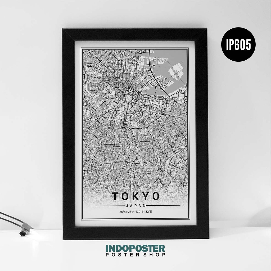 Aesthetic Map Poster Atlas Minimalist Line Art Monochrome Tokyo Japan City