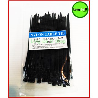 CABLE TIE (เคเบิ้ลไทร์) สีดำ 100mm.(4 นิ้ว) จำนวน 100 เส้น สำหรับเก็บสายไฟ คุณภาพดี ทนทาน สินค้าพร้อมจัดส่งทันที