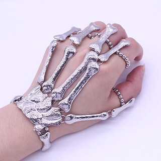 พร้อมส่ง สร้อยข้อมือ กําไลข้อมือ กระดูกมือ กะโหลก โกธิค พังก์ ฮิปฮอป โลหะ ยืดหยุ่น ปาร์ตี้ ไนท์คลับ สําหรับผู้หญิง ผู้ชาย