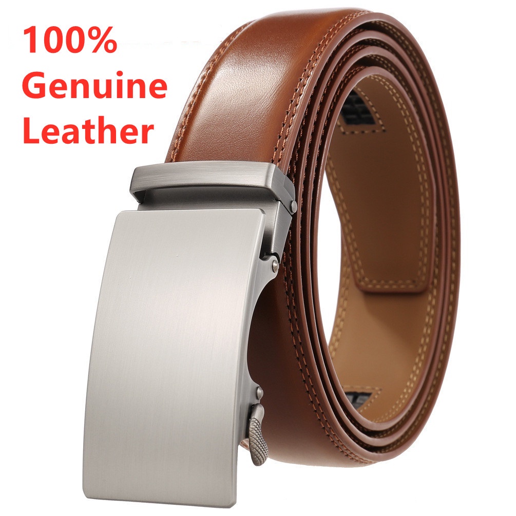 เข็มขัดหนังแท้ 100% คุณภาพสูง หัวเข็มขัดอัตโนมัติ แฟชั่นหรูหรา สําหรับผู้ชาย