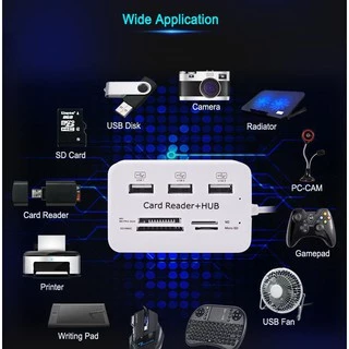Micro USB Hub Combo 2.0 3 Ports Card Reader High Speed Multi USB Splitter Hub USB Combo All In One for PC Computer