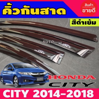 กันสาด คิ้วกันสาด สีดำเข้ม 4 ชิ้น ซิตี้ Honda CITY2014-2019 (A)