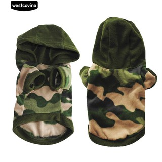 สุนัขสัตว์เลี้ยง Puppy Camouflage อบอุ่น Sweatershirt Hoodie เสื้อสวมหัวเสื้อผ้า